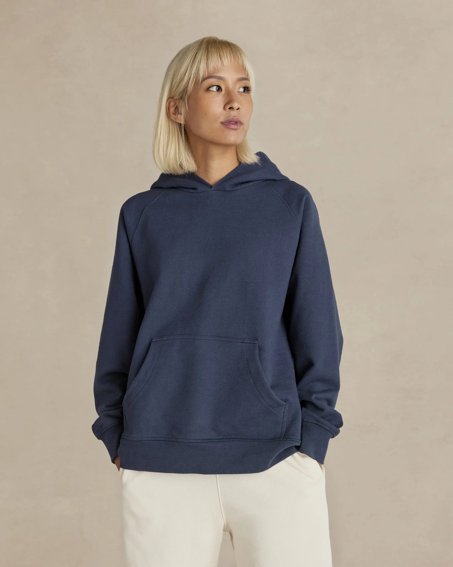 Organic Cotton French Terry Hoodie Heavyweight 15oz Navy - Rose & Rae Threads
