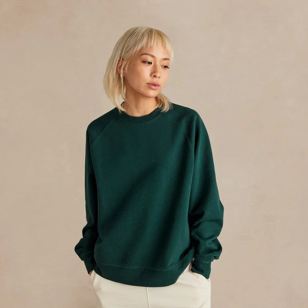 Organic Cotton French Terry Crewneck Heavyweight 15oz Ivy - Rose & Rae Threads