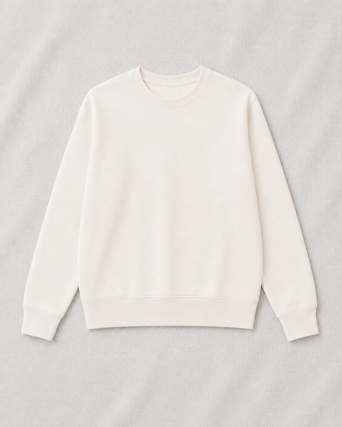 Cream organic cotton crewneck sweatshirt, soft sustainable essential for everyday comfort