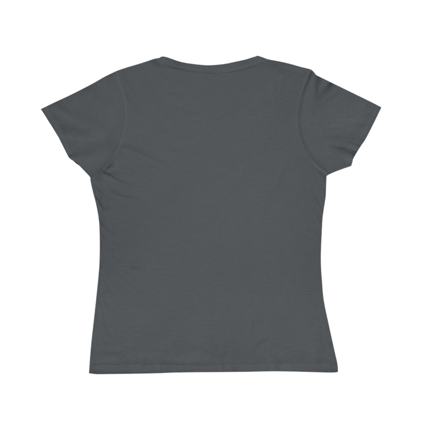 Back view of plain dark gray short sleeve women's crew neck t-shirt
