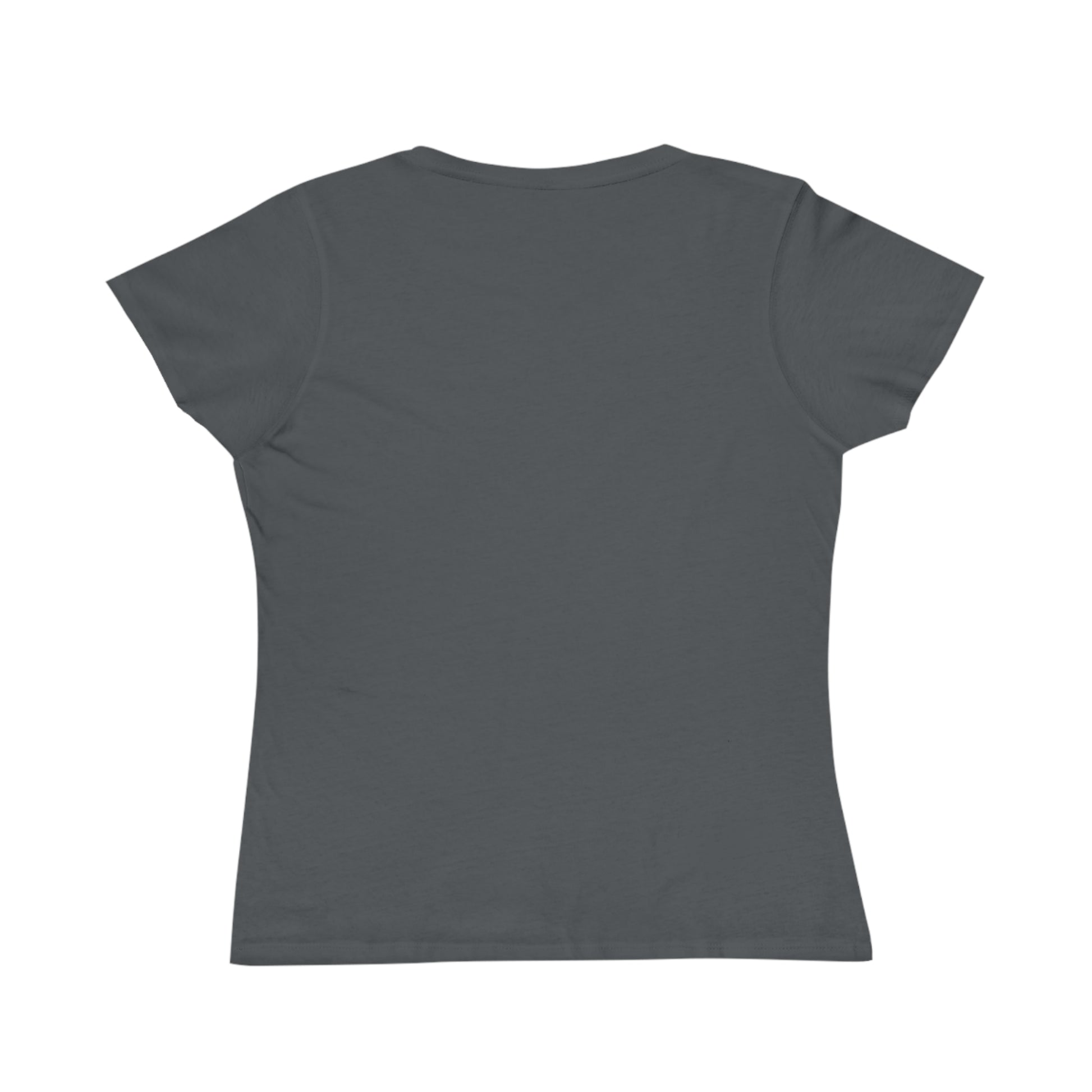 Back view of plain dark gray short sleeve women's crew neck t-shirt