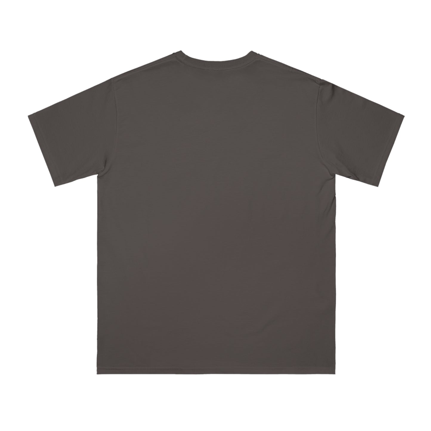 Plain dark brown unisex short sleeve cotton t-shirt, back view on white background