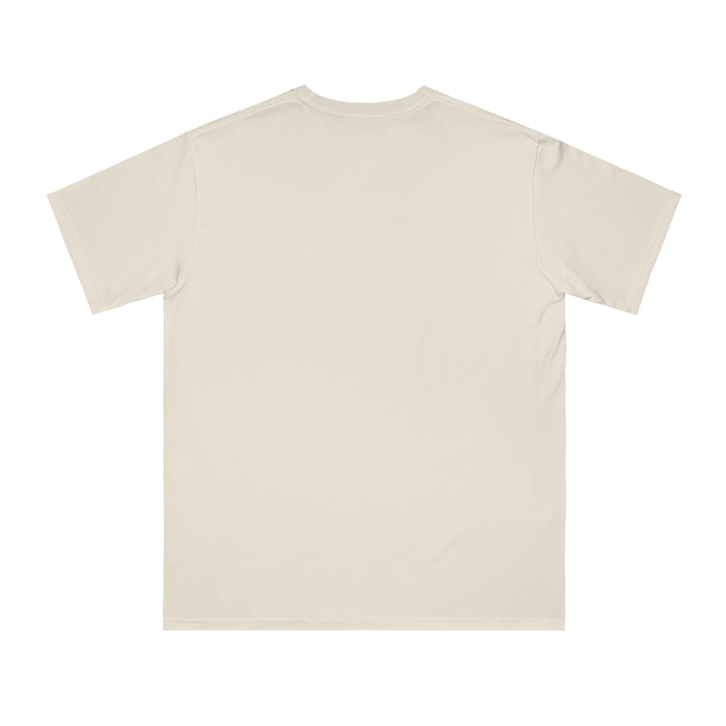 Plain cream beige cotton short sleeve t-shirt shown from the back, casual summer top