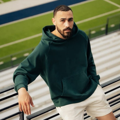 Organic Cotton French Terry Hoodie Heavyweight 15oz Emerald - Rose & Rae