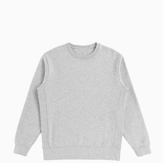 Organic Brushed Cotton Crewneck - Midweight 12oz Heather Grey - Rose & Rae Threads