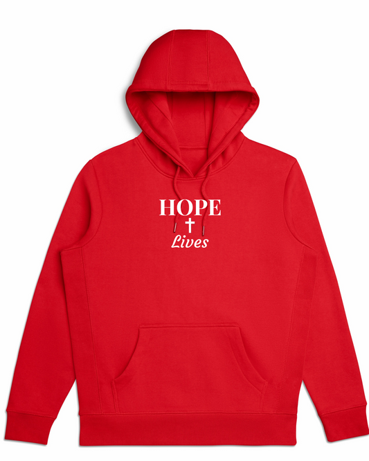 Organic Cotton "HOPE Lives" Hoodie - Red - Rose & Rae Threads